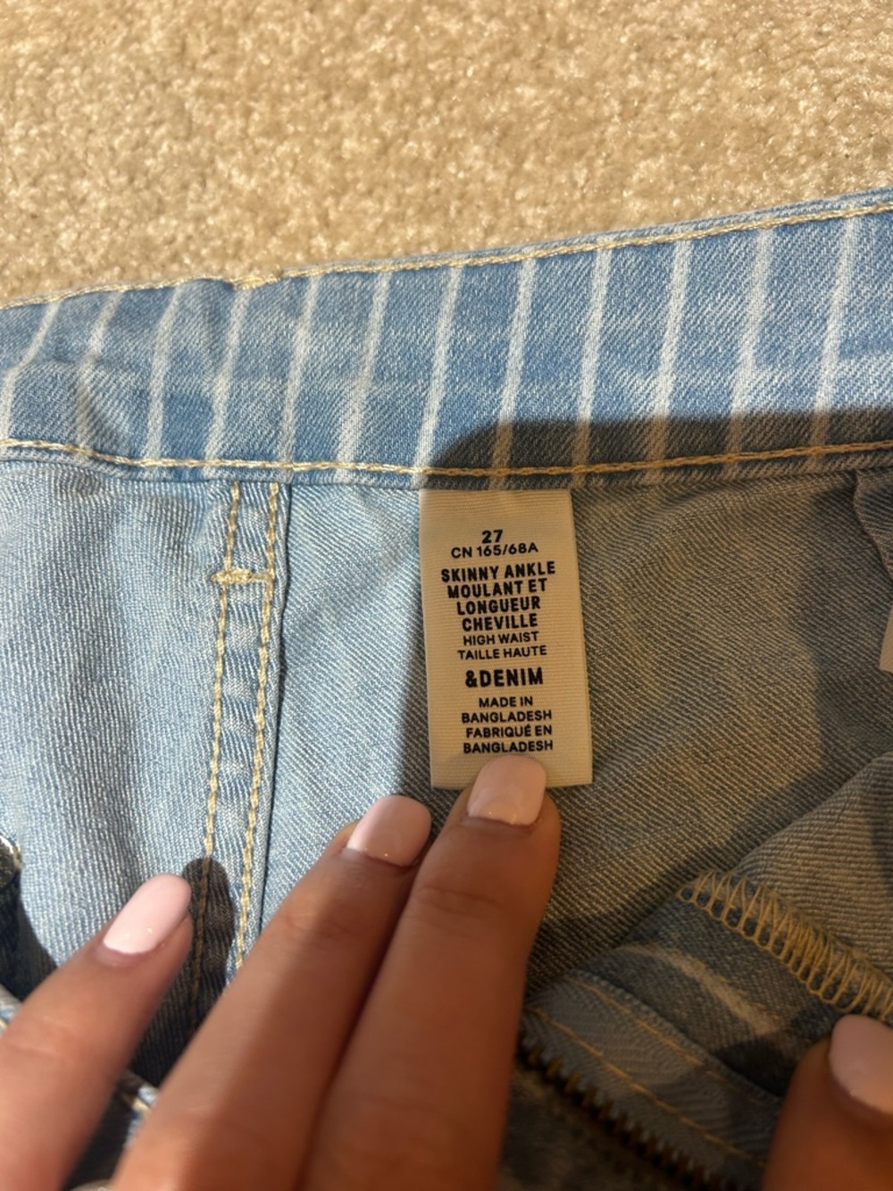 H&M Light Blue Pinstripe Skinny Jeans - Picture 2 of 2